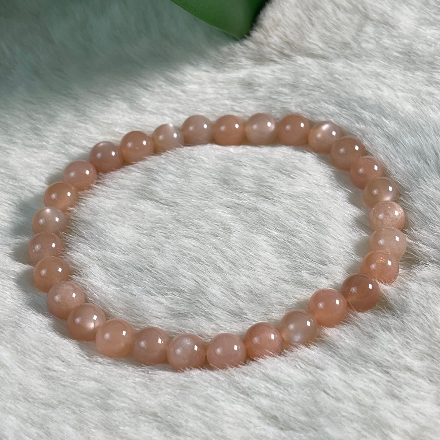 Pfirsich Mondstein Armband mit Sonnenstein