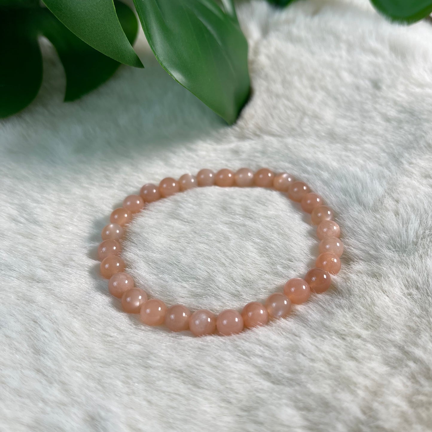 Pfirsich Mondstein Armband mit Sonnenstein