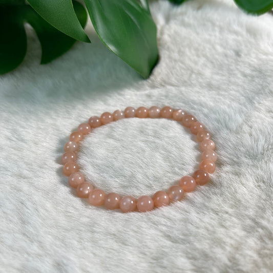 Pfirsich Mondstein Armband mit Sonnenstein