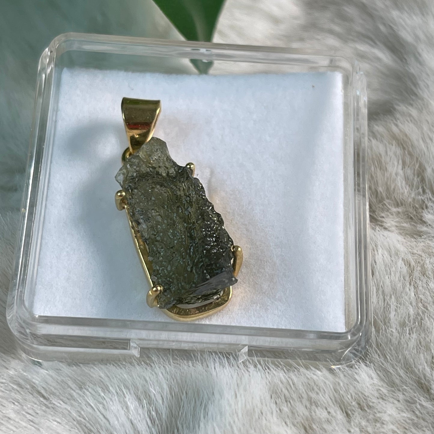 Moldavit Anhänger ( 925 silber/vergoldet )